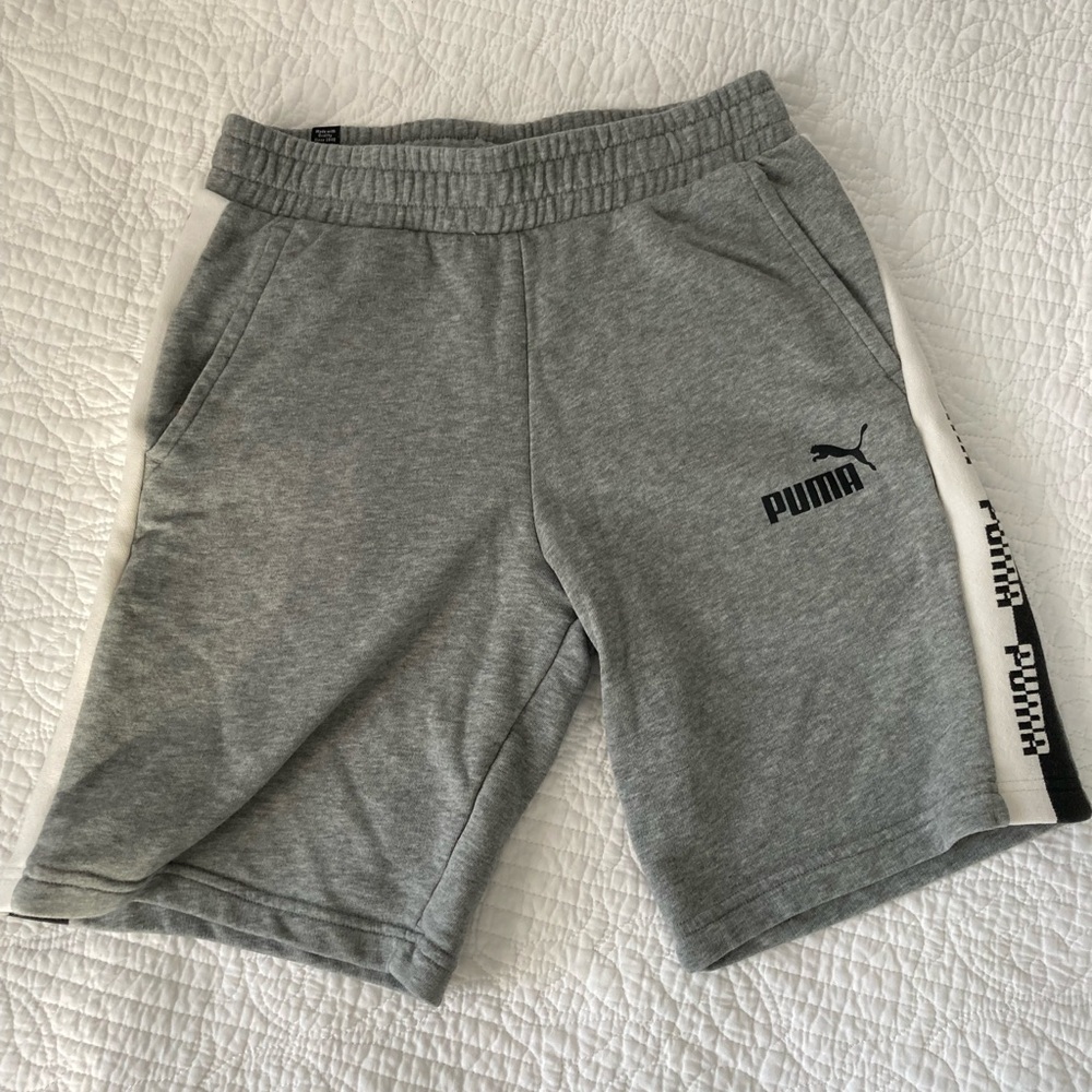 Puma Men’s Small Sweat Shorts Gray Heathered Fleece